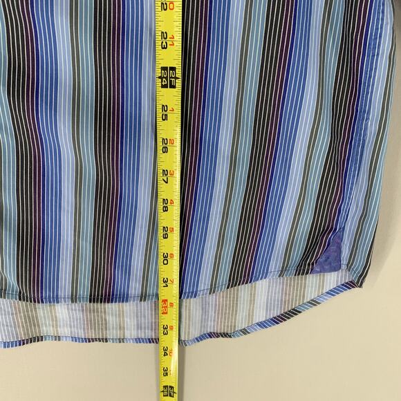 Scully Shirt Men XXL Blue Striped Print Long Sleeve Pearl Button Up Colorful - Picture 6 of 10